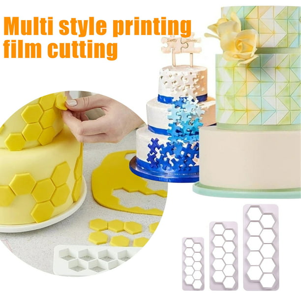 3 pcs//set Figure Geometric Plastic Hexagon Shape Cake Decoration Cutters Buscuit